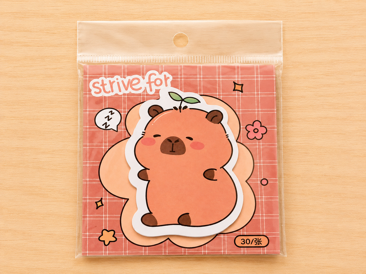 Sticky Notes Capybara Strive For kawaii - bloc 30 feuillets, Scoopfoodkawaii