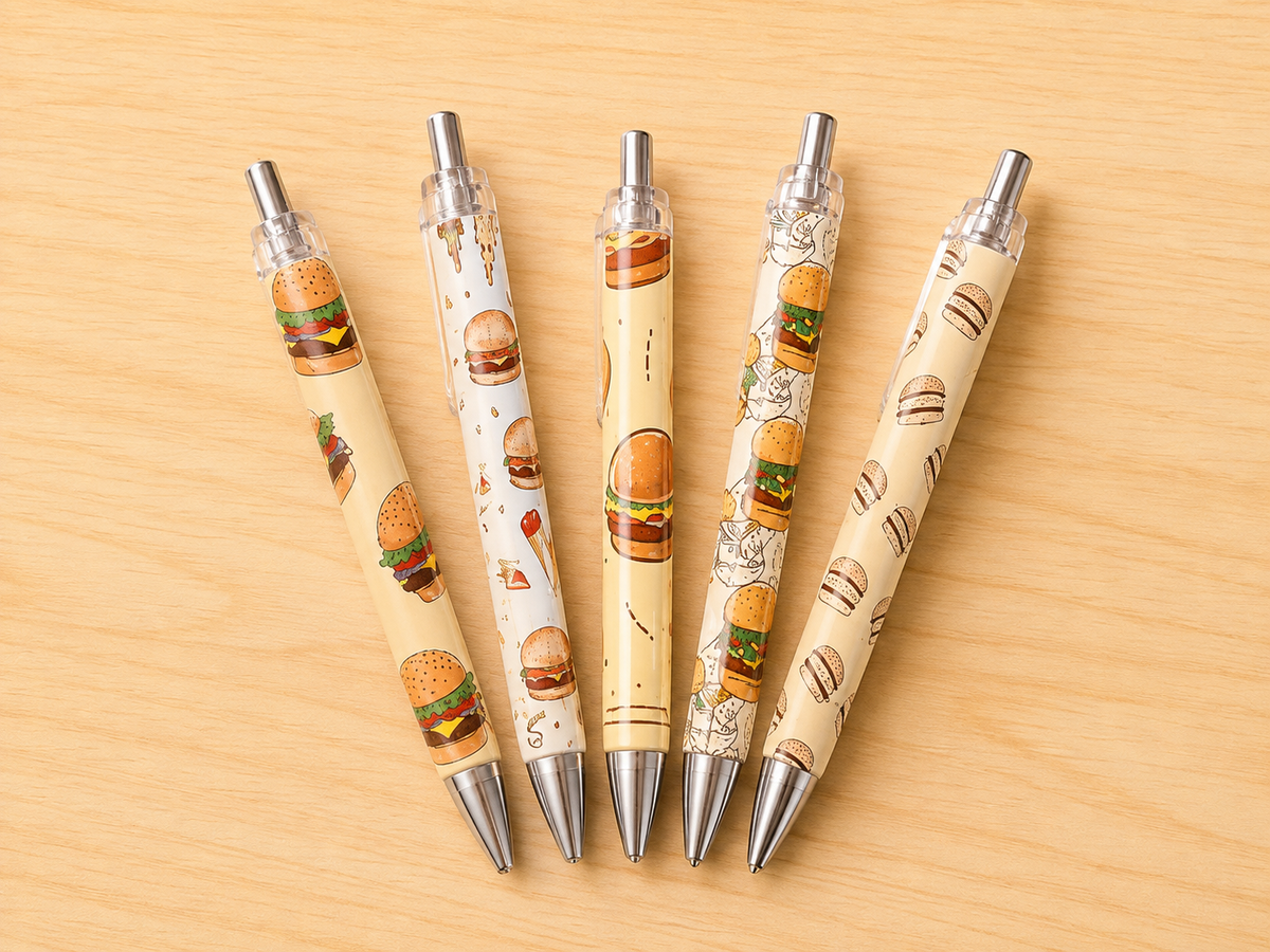 Stylo Burger kawaii, motifs gourmands, Scoopfoodkawaii