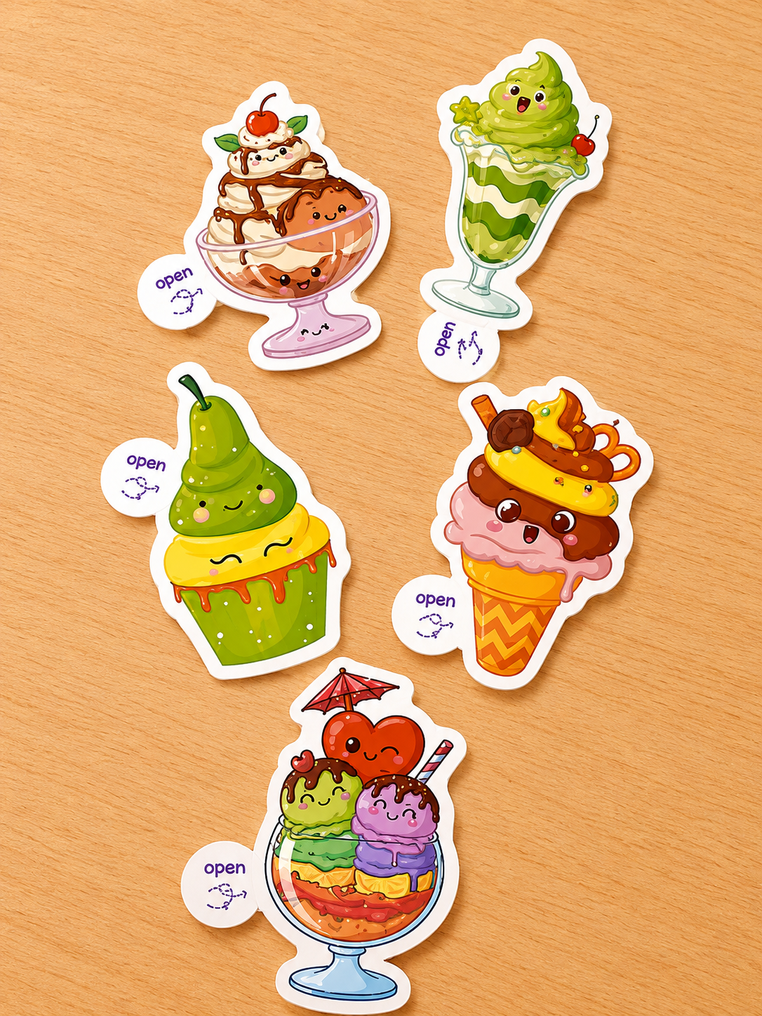 Stickers glaces et desserts kawaii, Scoopfoodkawaii