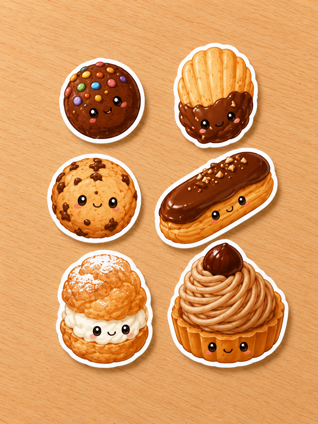 Stickers patisseries kawaii, Scoopfoodkawaii