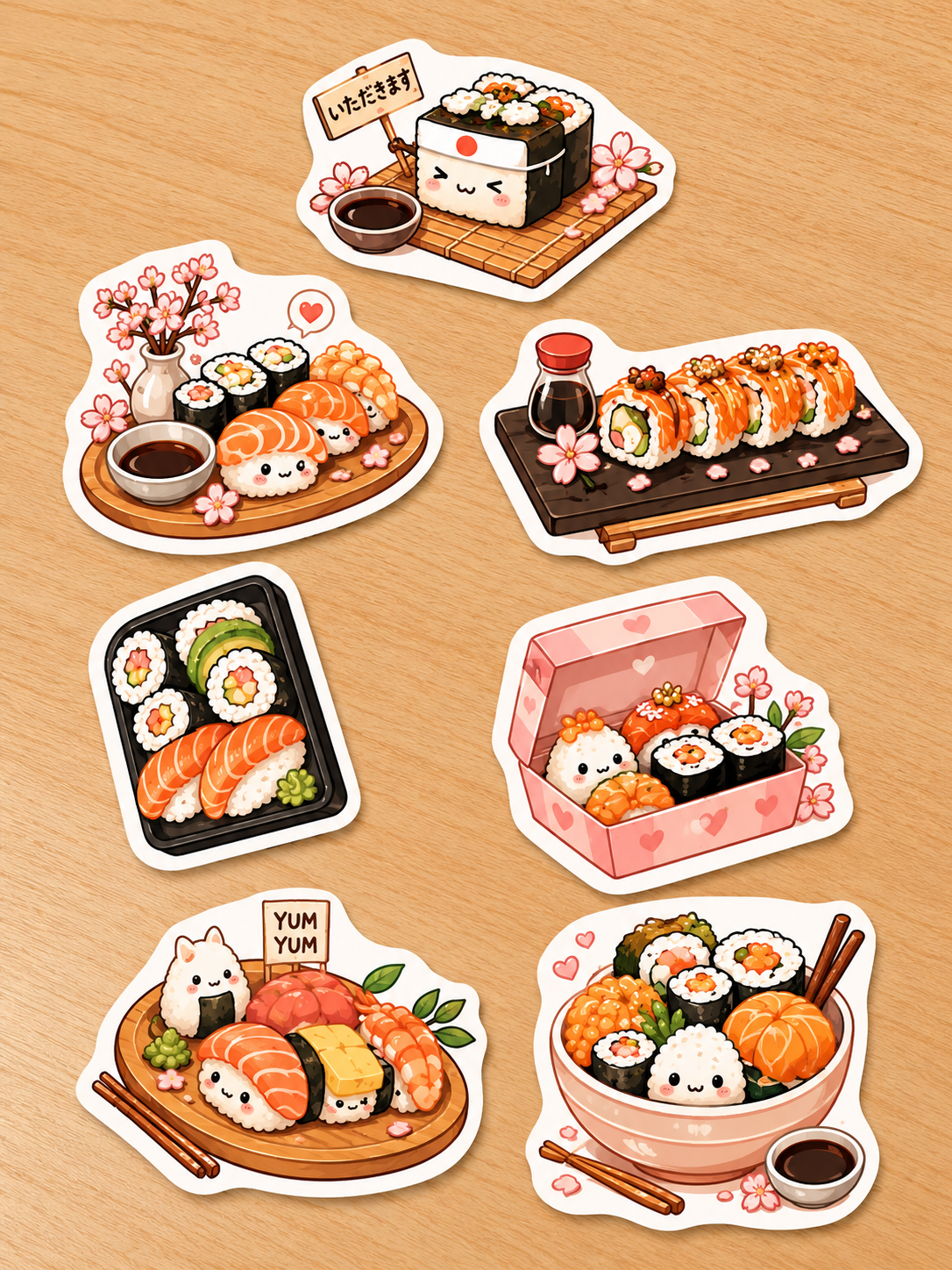 Stickers sushi kawaii, Scoopfoodkawaii