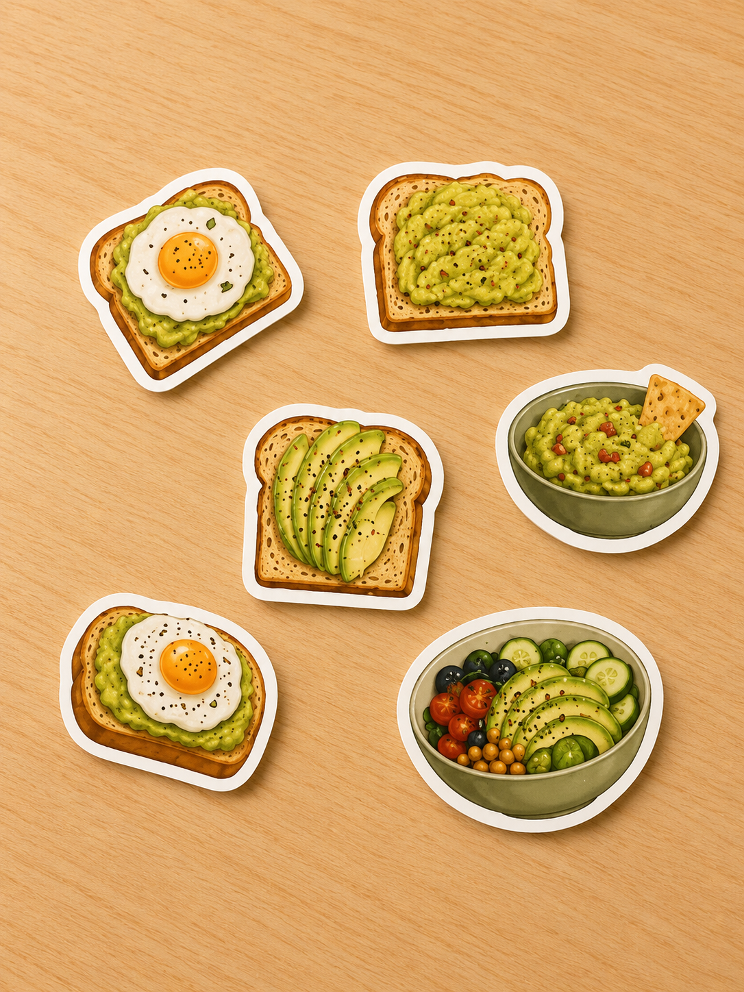 Stickers avocado toast, Scoopfoodkawaii