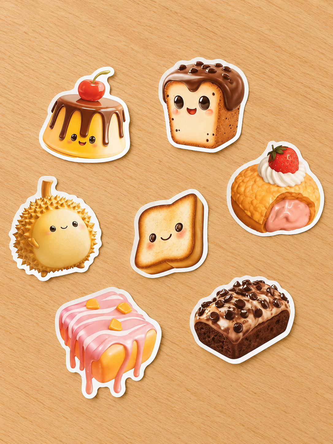 Stickers pains et desserts kawaii, Scoopfoodkawaii